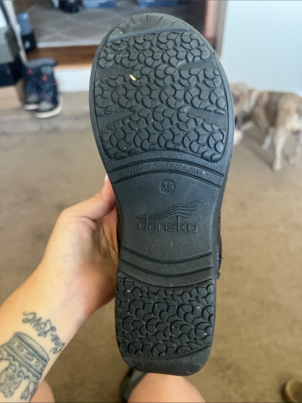 Dansko Black Embossed Leather Clogs - Picture 2 of 5